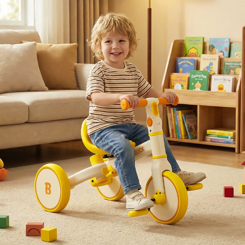 B.Duck - 4-in-1 Kids Bike: Balance, Sliding, Push & Tricycle Modes, Adjustable Seat & Handlebar, Indoor/Outdoor, Yellow, 3-6 Y - Image 2